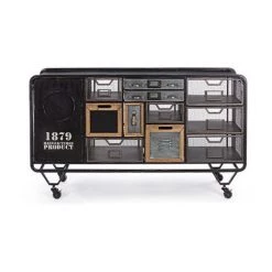 M&S Buffet Sur Roulettes 1 Porte 11 Tiroirs En Acier - SABIL