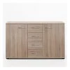 M-S Commode 2 Portes 4 Tiroirs 130x41x83 Cm Chêne Clair - KARIN