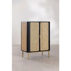 Buffet En Bois Enrick SKLUM Bois De Paulownia - Osier - Noir -Buffet et enfilade Soldes 55293002 3