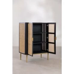 Buffet En Bois Enrick SKLUM Bois De Paulownia - Osier - Noir -Buffet et enfilade Soldes 55293002 4