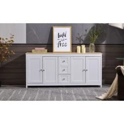Fortuna Lai Buffet, Meuble De Cuisine, Meuble De Rangement, Cave à Vin, 4 Portes 3 Tiroirs, Grand Espace De Rangement, Convient Pour Salon, Salle à Manger, Blanc, Grain De Bois 6 Fortuna Lai Buffet, Meuble De Cuisine, Meuble De Rangement, Cave à Vin, 4 Portes 3 Tiroirs, Grand Espace De Rangement, Convient Pour Salon, Salle à Manger, Blanc, Grain De Bois -Buffet et enfilade Soldes 55314535 2