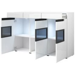 PRICE FACTORY Buffet Design Avec éclairage LED 135x92. Collection LUCIA. Coloris Gris Brillant - Gris -Buffet et enfilade Soldes 55402879 3