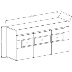 PRICE FACTORY Buffet Design Avec éclairage LED 135x92. Collection LUCIA. Coloris Gris Brillant - Gris -Buffet et enfilade Soldes 55402879 4