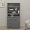 VidaXL Buffet Bois Massif De Pin Gris Foncé - Gris