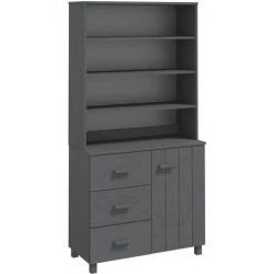 VidaXL Buffet Bois Massif De Pin Gris Foncé - Gris -Buffet et enfilade Soldes 55409348 2