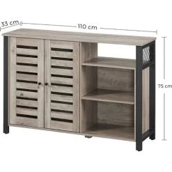 VASAGLE Meuble De Rangement, Buffet, Avec Placard 2 Portes, étagères Réglables, Pour Salle à Manger, Salon, Cuisine, 110 X 33 X 75 Cm, Style Industriel, Grège Et Noir Par SONGMICS LSC083B02 - Grège Et Noir -Buffet et enfilade Soldes 55481983 5