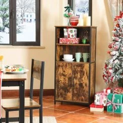 VASAGLE Meuble De Rangement, Armoire, Placard, Bibliothèque, 2 Compartiments Ouvert Et 1 Compartiment Fermé à Double Porte, Structure En Acier, Pour Salon, Cuisine, Marron Rustique Et Noir Par SONGMICS LSC65BX - Marron Rustique Et Noir 7 VASAGLE Meuble De Rangement, Armoire, Placard, Bibliothèque, 2 Compartiments Ouvert Et 1 Compartiment Fermé à Double Porte, Structure En Acier, Pour Salon, Cuisine, Marron Rustique Et Noir Par SONGMICS LSC65BX - Marron Rustique Et Noir -Buffet et enfilade Soldes 55540738 3