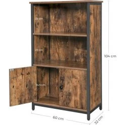VASAGLE Meuble De Rangement, Armoire, Placard, Bibliothèque, 2 Compartiments Ouvert Et 1 Compartiment Fermé à Double Porte, Structure En Acier, Pour Salon, Cuisine, Marron Rustique Et Noir Par SONGMICS LSC65BX - Marron Rustique Et Noir 9 VASAGLE Meuble De Rangement, Armoire, Placard, Bibliothèque, 2 Compartiments Ouvert Et 1 Compartiment Fermé à Double Porte, Structure En Acier, Pour Salon, Cuisine, Marron Rustique Et Noir Par SONGMICS LSC65BX - Marron Rustique Et Noir -Buffet et enfilade Soldes 55540738 5
