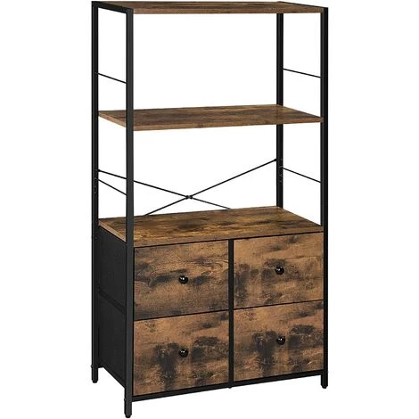 SONGMICS Meuble De Rangement, Bibliothèque, Avec Étagères Et Tiroirs, Style Industriel, Pour Salon, Bureau, Chambre, Marron Rustique Et Noir LGS044B02 - Grège Et Noir 1 SONGMICS Meuble De Rangement, Bibliothèque, Avec Étagères Et Tiroirs, Style Industriel, Pour Salon, Bureau, Chambre, Marron Rustique Et Noir LGS044B02 - Grège Et Noir