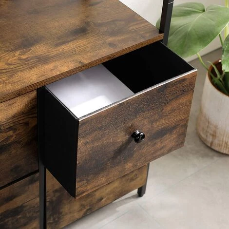 SONGMICS Meuble De Rangement, Bibliothèque, Avec Étagères Et Tiroirs, Style Industriel, Pour Salon, Bureau, Chambre, Marron Rustique Et Noir LGS044B02 - Grège Et Noir 3 SONGMICS Meuble De Rangement, Bibliothèque, Avec Étagères Et Tiroirs, Style Industriel, Pour Salon, Bureau, Chambre, Marron Rustique Et Noir LGS044B02 - Grège Et Noir – Image 3