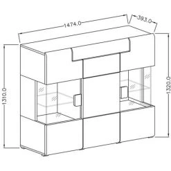 PRICE FACTORY Buffet XL150cm Collection OHIO. Éclairage LED Intégré. Coloris Blanc Et Chêne. - Blanc -Buffet et enfilade Soldes 55547246 3