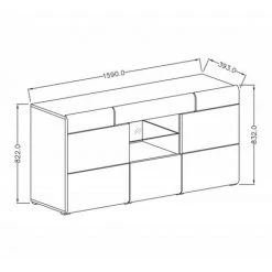 PRICE FACTORY Buffet 160cm Collection OHIO. Coloris Blanc Et Chêne. LED Incluses - Blanc 7 PRICE FACTORY Buffet 160cm Collection OHIO. Coloris Blanc Et Chêne. LED Incluses - Blanc -Buffet et enfilade Soldes 55547259 4