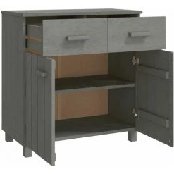 Buffet 79x40x80 Cm Bois Massif De Pin Gris Clair VidaXL -Buffet et enfilade Soldes 55561213 5