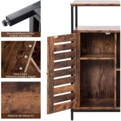 ASUPERMALL Buffet Rangement Deux Portes Armoires De Cuisine Placard Design Industriel Cadre En Acier Vintage Marron + Noir 90 * 3 -Buffet et enfilade Soldes 55568686 5