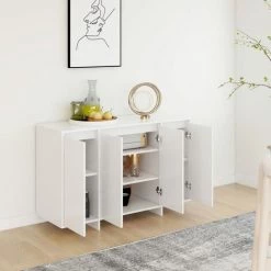 Buffet Aggloméré 120x41x75 Cm Blanc VidaXL -Buffet et enfilade Soldes 55728083 4