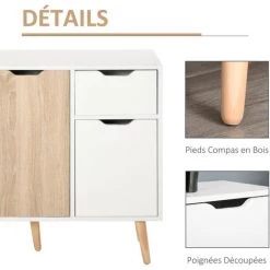 MH Buffet Scandinave LEON Chêne Et Blanc -Buffet et enfilade Soldes 55880810 5