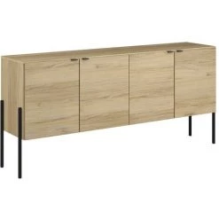 VENTE-UNIQUE.COM Buffet Industriel MEMPHIS - 4 Portes - Coloris : Chêne Et Noir - Naturel Clair -Buffet et enfilade Soldes 55881328 4