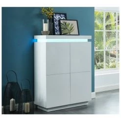 VENTE-UNIQUE.COM Buffet Haut EMERSON II - 4 Portes - MDF Laqué Blanc - LEDs - Blanc 6 VENTE-UNIQUE.COM Buffet Haut EMERSON II - 4 Portes - MDF Laqué Blanc - LEDs - Blanc -Buffet et enfilade Soldes 55881373 2