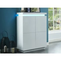 VENTE-UNIQUE.COM Buffet Haut EMERSON II - 4 Portes - MDF Laqué Blanc - LEDs - Blanc 7 VENTE-UNIQUE.COM Buffet Haut EMERSON II - 4 Portes - MDF Laqué Blanc - LEDs - Blanc -Buffet et enfilade Soldes 55881373 3