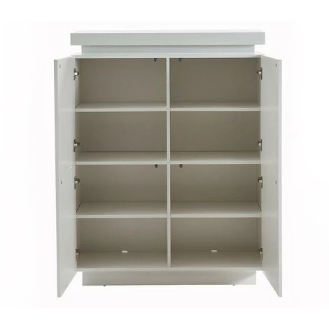 VENTE-UNIQUE.COM Buffet Haut EMERSON II - 4 Portes - MDF Laqué Blanc - LEDs - Blanc 5 VENTE-UNIQUE.COM Buffet Haut EMERSON II - 4 Portes - MDF Laqué Blanc - LEDs - Blanc – Image 5