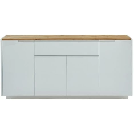 VENTE-UNIQUE.COM Buffet AMANI - 4 Portes & 1 Tiroir - MDF - Coloris: Blanc Laqué Et Chêne - Naturel Clair, Blanc 2 VENTE-UNIQUE.COM Buffet AMANI - 4 Portes & 1 Tiroir - MDF - Coloris: Blanc Laqué Et Chêne - Naturel Clair, Blanc – Image 2
