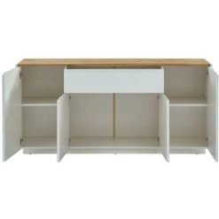 VENTE-UNIQUE.COM Buffet AMANI - 4 Portes & 1 Tiroir - MDF - Coloris: Blanc Laqué Et Chêne - Naturel Clair, Blanc 7 VENTE-UNIQUE.COM Buffet AMANI - 4 Portes & 1 Tiroir - MDF - Coloris: Blanc Laqué Et Chêne - Naturel Clair, Blanc -Buffet et enfilade Soldes 55881379 3