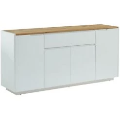 VENTE-UNIQUE.COM Buffet AMANI - 4 Portes & 1 Tiroir - MDF - Coloris: Blanc Laqué Et Chêne - Naturel Clair, Blanc 8 VENTE-UNIQUE.COM Buffet AMANI - 4 Portes & 1 Tiroir - MDF - Coloris: Blanc Laqué Et Chêne - Naturel Clair, Blanc -Buffet et enfilade Soldes 55881379 4