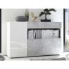 VENTE-UNIQUE.COM Buffet ALTAIR - 2 Portes & 1 Tiroir - Coloris : Blanc Laqué Et Béton - Gris, Blanc