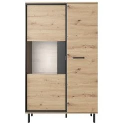 VENTE-UNIQUE.COM Buffet Haut BAYORI - 2 Portes - Avec LEDs - Chêne Et Anthracite - Naturel Clair -Buffet et enfilade Soldes 55881736 3