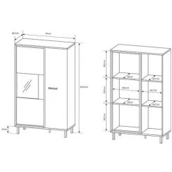 VENTE-UNIQUE.COM Buffet Haut BAYORI - 2 Portes - Avec LEDs - Chêne Et Anthracite - Naturel Clair -Buffet et enfilade Soldes 55881736 5