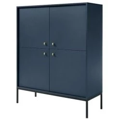 VENTE-UNIQUE.COM Buffet Haut - 4 Portes - Bleu - BOGDAN - Bleu Nuit -Buffet et enfilade Soldes 55881737 4