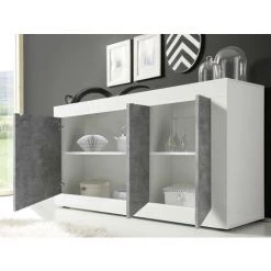 VENTE-UNIQUE.COM Buffet COMETE - 3 Portes - Blanc Laqué Et Béton - Gris, Blanc 8 VENTE-UNIQUE.COM Buffet COMETE - 3 Portes - Blanc Laqué Et Béton - Gris, Blanc -Buffet et enfilade Soldes 55882108 4