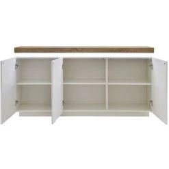 VENTE-UNIQUE.COM Buffet HALO II - 3 Portes - MDF Laqué - Avec LEDs - Blanc Et Chêne - Naturel Clair, Blanc 6 VENTE-UNIQUE.COM Buffet HALO II - 3 Portes - MDF Laqué - Avec LEDs - Blanc Et Chêne - Naturel Clair, Blanc -Buffet et enfilade Soldes 55882174 2