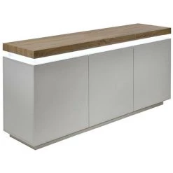 VENTE-UNIQUE.COM Buffet HALO II - 3 Portes - MDF Laqué - Avec LEDs - Blanc Et Chêne - Naturel Clair, Blanc 8 VENTE-UNIQUE.COM Buffet HALO II - 3 Portes - MDF Laqué - Avec LEDs - Blanc Et Chêne - Naturel Clair, Blanc -Buffet et enfilade Soldes 55882174 4