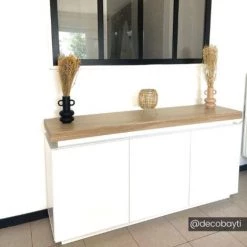 VENTE-UNIQUE.COM Buffet HALO II - 3 Portes - MDF Laqué - Avec LEDs - Blanc Et Chêne - Naturel Clair, Blanc 9 VENTE-UNIQUE.COM Buffet HALO II - 3 Portes - MDF Laqué - Avec LEDs - Blanc Et Chêne - Naturel Clair, Blanc -Buffet et enfilade Soldes 55882174 5