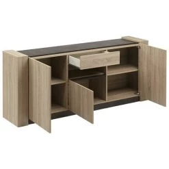 VENTE-UNIQUE.COM Buffet SUMAI - 3 Portes & 1 Tiroir - Coloris Chêne & Marron - Marron, Naturel Clair -Buffet et enfilade Soldes 55882499 5
