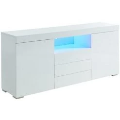 VENTE-UNIQUE.COM Buffet MERCURE - MDF Laqué Blanc - LEDs - 2 Portes & 3 Tiroirs - Blanc -Buffet et enfilade Soldes 55882754 3