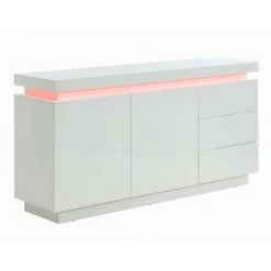 VENTE-UNIQUE.COM Buffet EMERSON II - LEDs - 2 Portes & 3 Tiroirs - MDF Laqué Blanc - Blanc -Buffet et enfilade Soldes 55882761 2