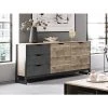 VENTE-UNIQUE.COM Buffet LAONILE - 2 Portes Et 3 Tiroirs - Noyer Et Anthracite - Gris Anthracite, Naturel Foncé