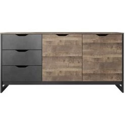 VENTE-UNIQUE.COM Buffet LAONILE - 2 Portes Et 3 Tiroirs - Noyer Et Anthracite - Gris Anthracite, Naturel Foncé 7 VENTE-UNIQUE.COM Buffet LAONILE - 2 Portes Et 3 Tiroirs - Noyer Et Anthracite - Gris Anthracite, Naturel Foncé -Buffet et enfilade Soldes 55883089 3