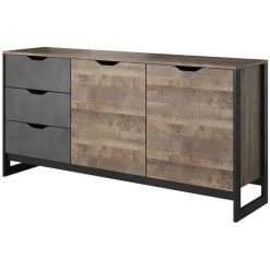 VENTE-UNIQUE.COM Buffet LAONILE - 2 Portes Et 3 Tiroirs - Noyer Et Anthracite - Gris Anthracite, Naturel Foncé 8 VENTE-UNIQUE.COM Buffet LAONILE - 2 Portes Et 3 Tiroirs - Noyer Et Anthracite - Gris Anthracite, Naturel Foncé -Buffet et enfilade Soldes 55883089 4