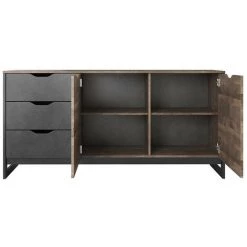 VENTE-UNIQUE.COM Buffet LAONILE - 2 Portes Et 3 Tiroirs - Noyer Et Anthracite - Gris Anthracite, Naturel Foncé 9 VENTE-UNIQUE.COM Buffet LAONILE - 2 Portes Et 3 Tiroirs - Noyer Et Anthracite - Gris Anthracite, Naturel Foncé -Buffet et enfilade Soldes 55883089 5