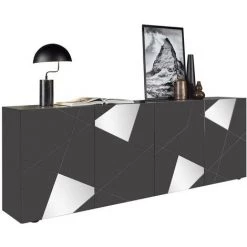 VENTE-UNIQUE.COM Buffet CANTIANO - 4 Portes - Anthracite Laqué - Gris Anthracite -Buffet et enfilade Soldes 55883103 5