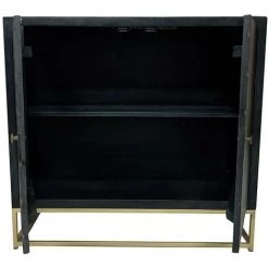 VENTE-UNIQUE.COM Buffet Art Déco PRISMIN - 2 Portes - Bois De Manguier Et Métal - Noir Et Doré - Noir -Buffet et enfilade Soldes 55883309 4