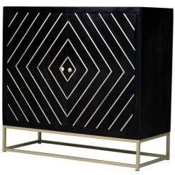 VENTE-UNIQUE.COM Buffet Art Déco PRISMIN - 2 Portes - Bois De Manguier Et Métal - Noir Et Doré - Noir -Buffet et enfilade Soldes 55883309 5