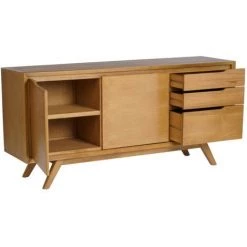 VENTE-UNIQUE.COM Buffet JAMBI - 2 Portes Et 3 Tiroirs - Teck - Naturel - Naturel Clair -Buffet et enfilade Soldes 55883488 5