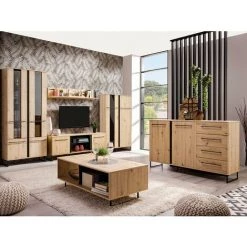 VENTE-UNIQUE.COM Buffet PHILADELPHIE - 2 Portes & 4 Tiroirs - Coloris : Chêne - Naturel Clair -Buffet et enfilade Soldes 55883499 2