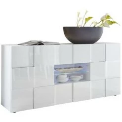 VENTE-UNIQUE.COM Buffet CALISTO - LEDs - 2 Portes & 2 Tiroirs - Blanc Laqué - Blanc -Buffet et enfilade Soldes 55883502 3