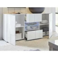 VENTE-UNIQUE.COM Buffet CALISTO - LEDs - 2 Portes & 2 Tiroirs - Blanc Laqué - Blanc -Buffet et enfilade Soldes 55883502 4