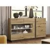 VENTE-UNIQUE.COM Buffet MURARI - 3 Portes - Avec LEDs - Chêne Et Taupe - Naturel Clair